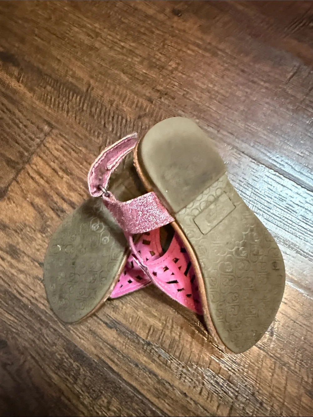 bebe Purple Fringe Kids Sandals & Pink Glitter T-Strap Sandals